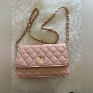 Pastel pink double C small purse, new. Designer inspired.